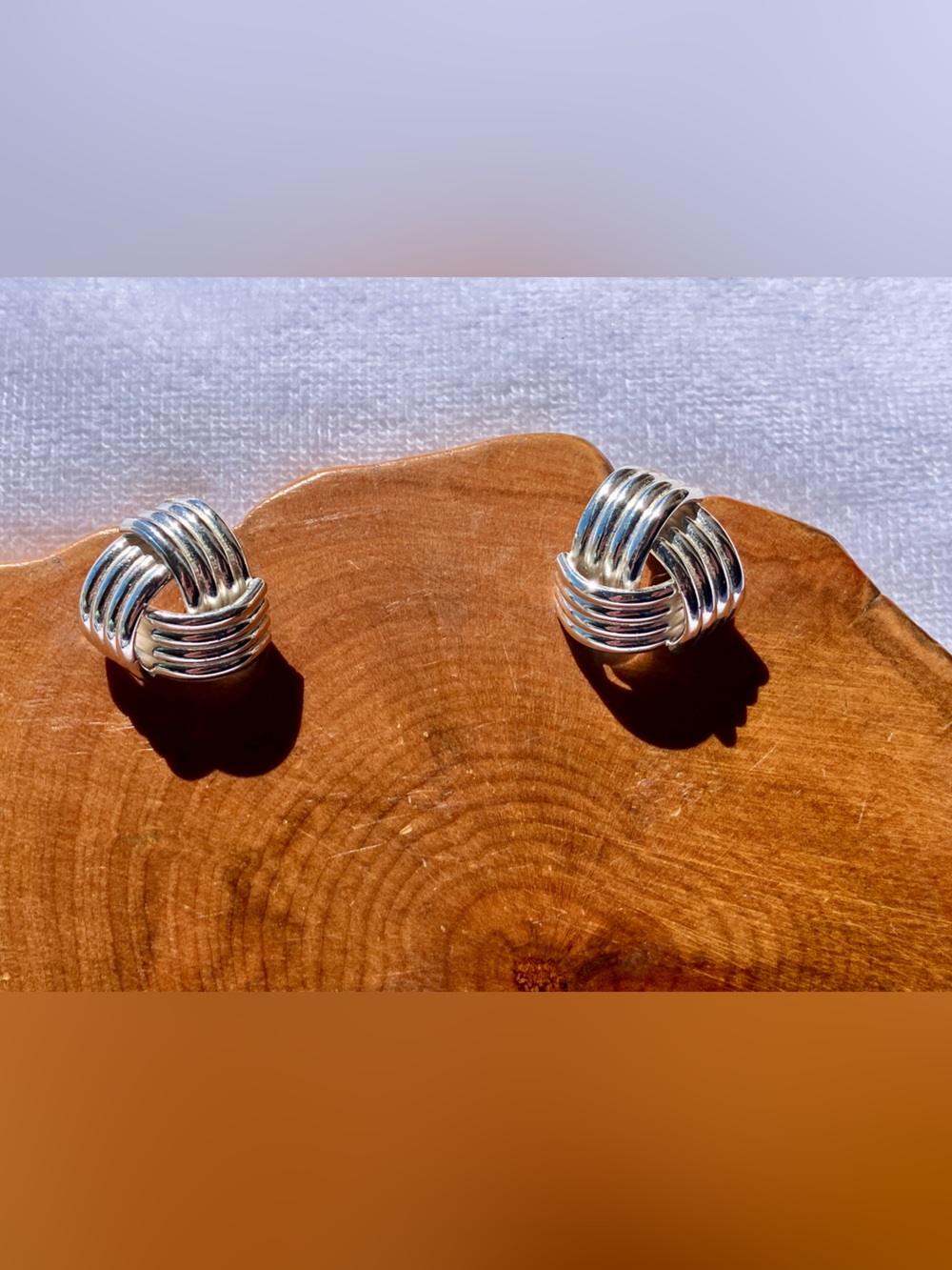Vintage Christian Dior sterling silver ribbed knot earrings